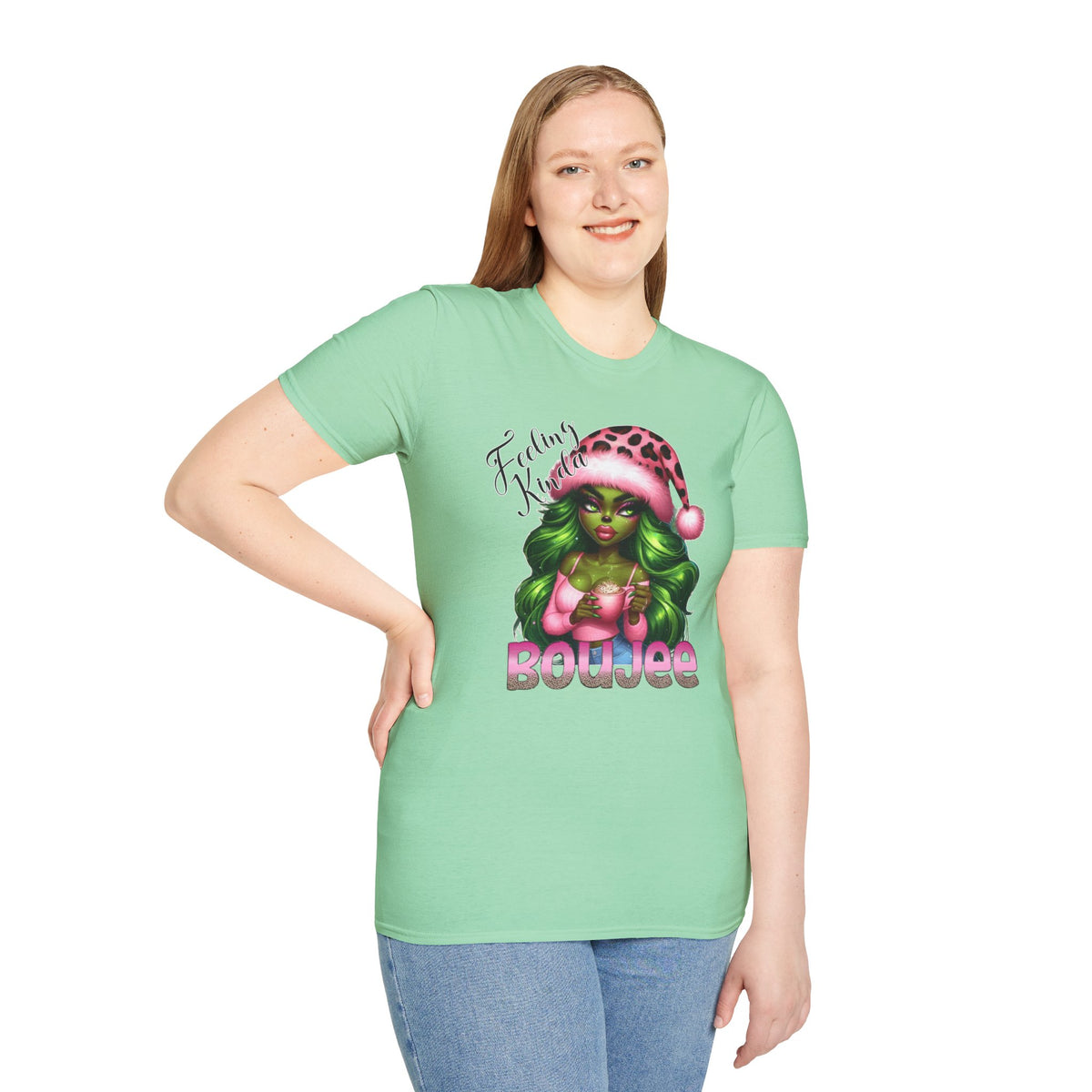 christmas-green-lady-graphic-t-shirt-grinch