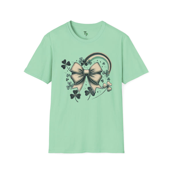 Retro St. Patrick's Day Bow & Shamrock T-Shirt