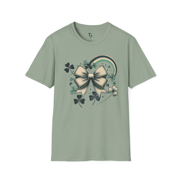 Retro St. Patrick's Day Bow & Shamrock T-Shirt