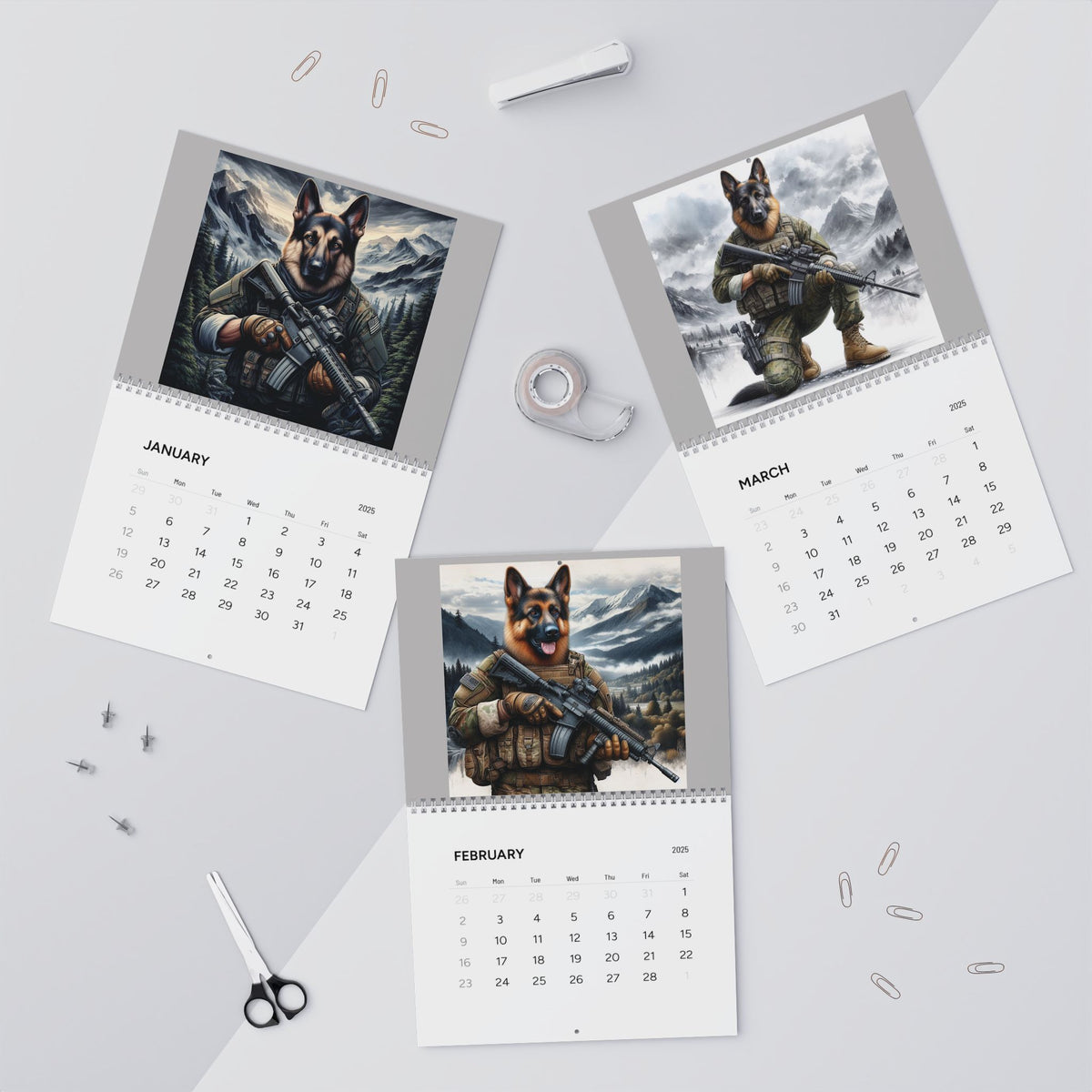 Funny German Shepherd Wall Calendars (2025)