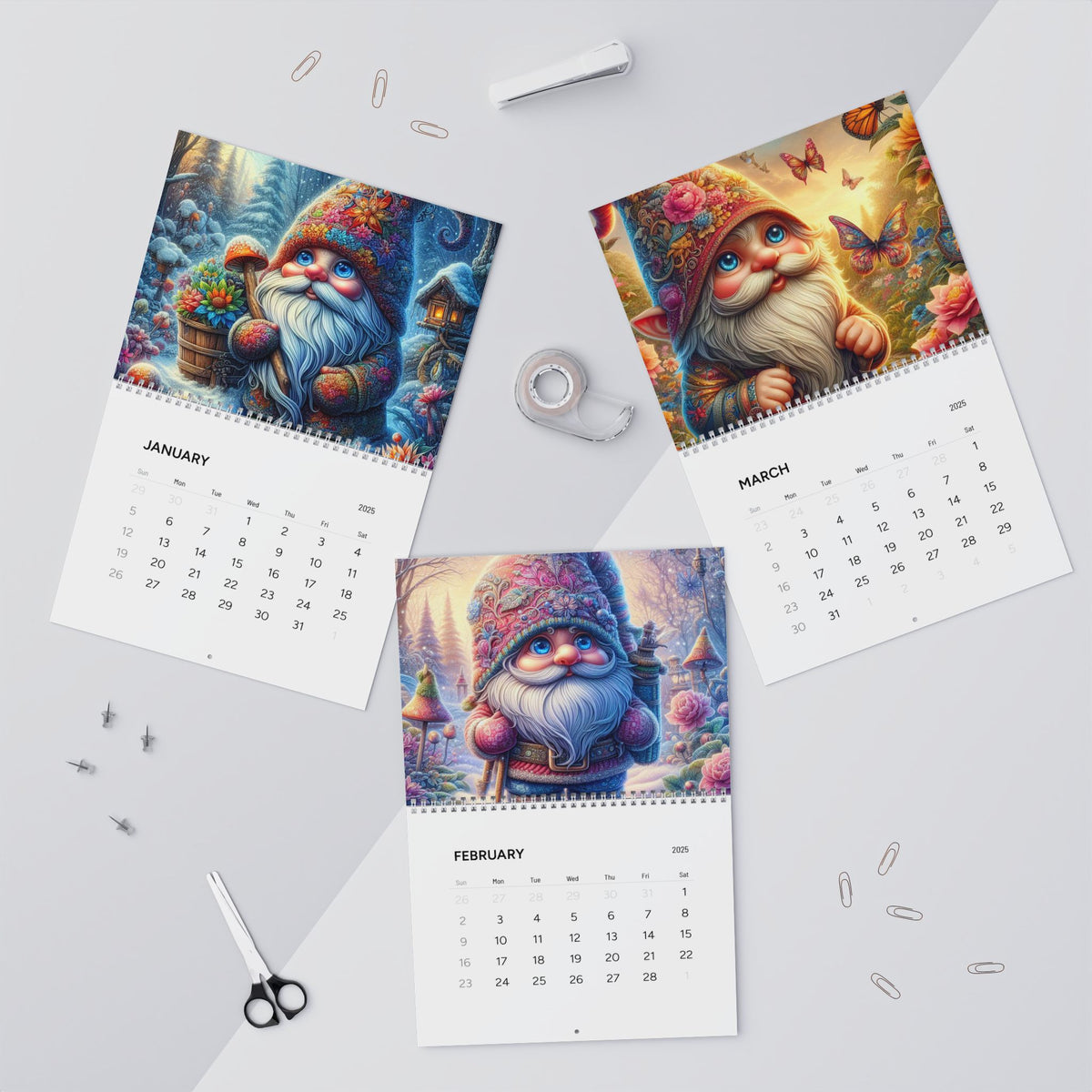 Gnomes In All Seasons Wall Calendars (2025)