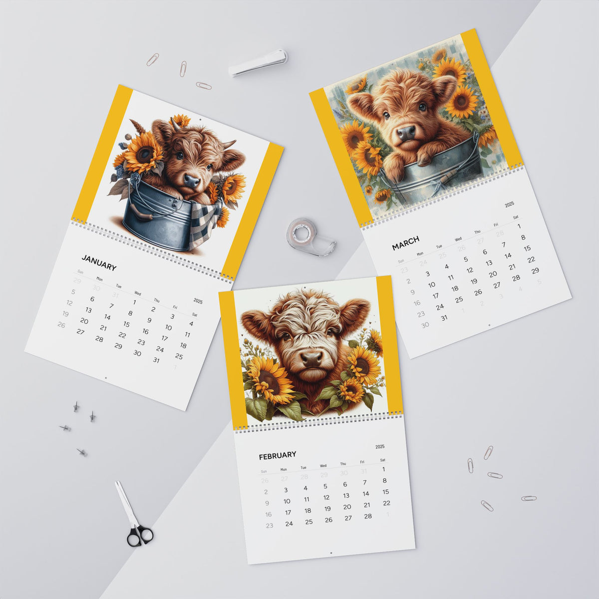 Baby Highland Cows Wall Calendars (2025)