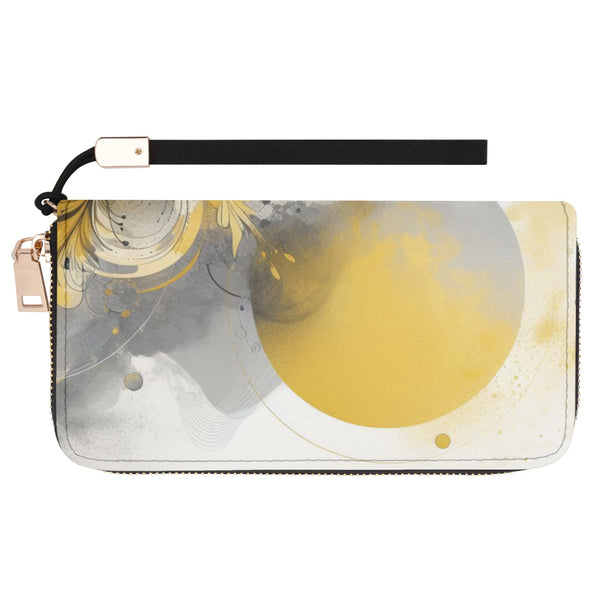 Yellow Watercolor PU Leather Zipper Wristlet Wallet