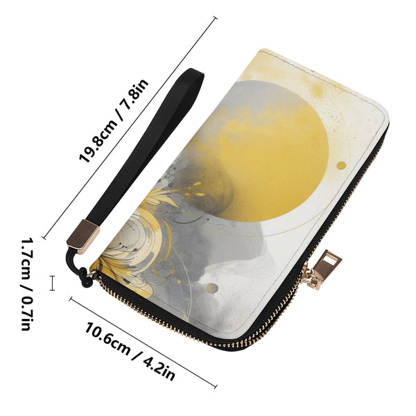 Yellow Watercolor PU Leather Zipper Wristlet Wallet