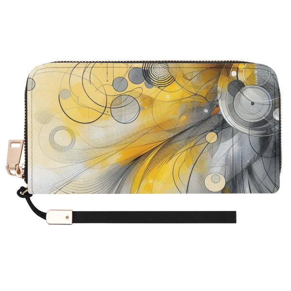 Yellow Design PU Leather Zipper Wristlet Wallet