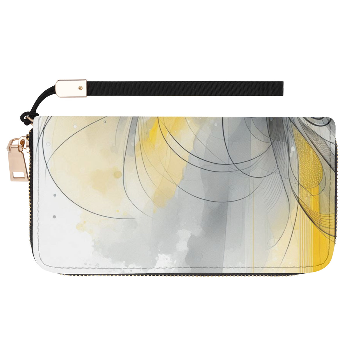 Yellow Design PU Leather Zipper Wristlet Wallet