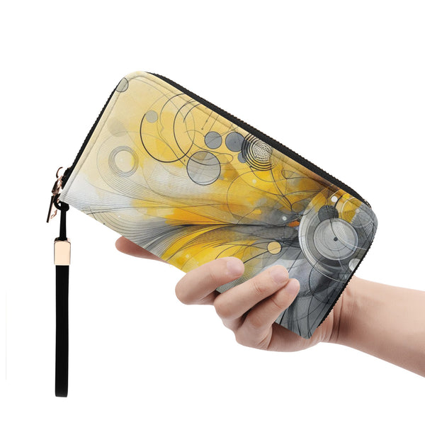 Yellow Design PU Leather Zipper Wristlet Wallet