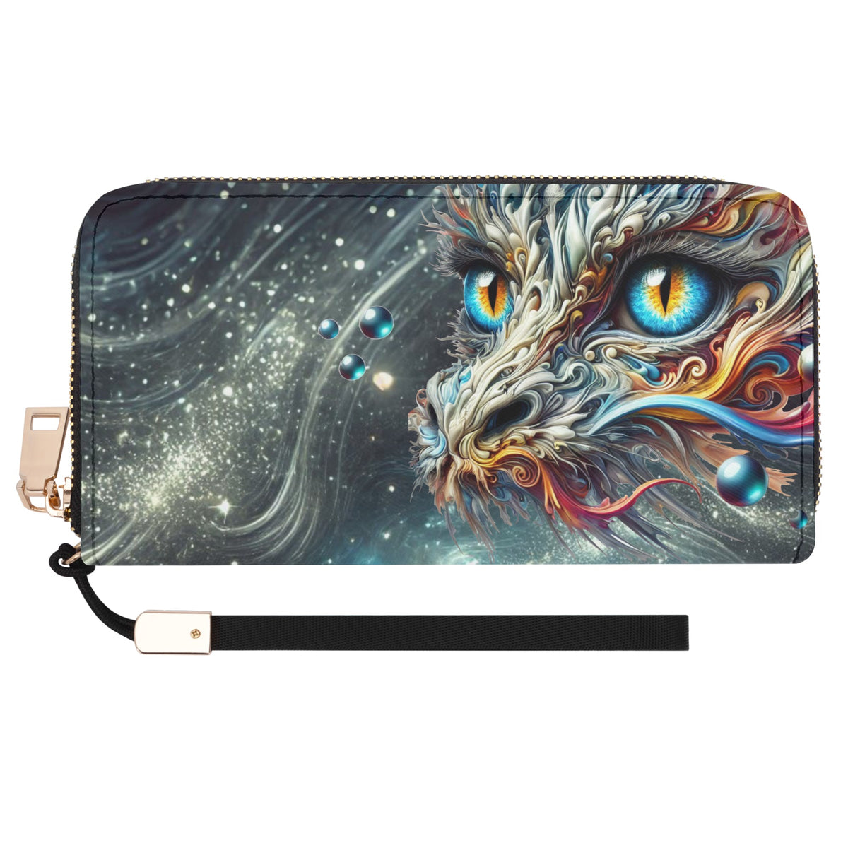 Dragon PU Leather Zipper Wristlet Wallet