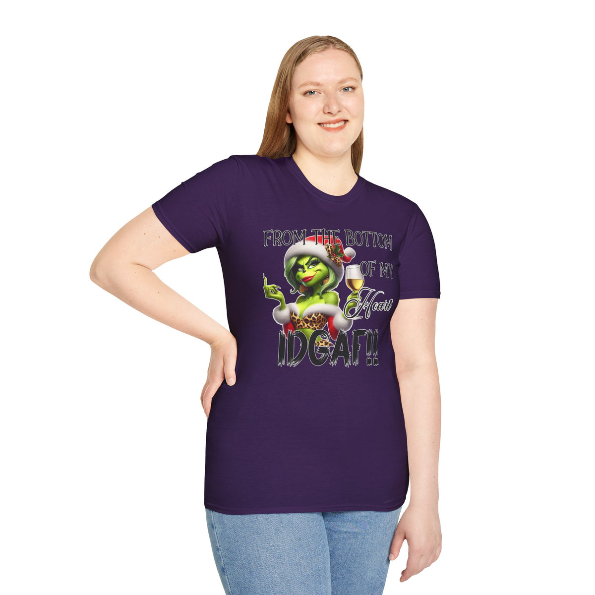 green-christmas-lady-idgaf-graphic-t-shirt-grinch