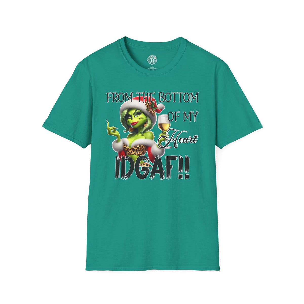 green-christmas-lady-idgaf-graphic-t-shirt-grinch