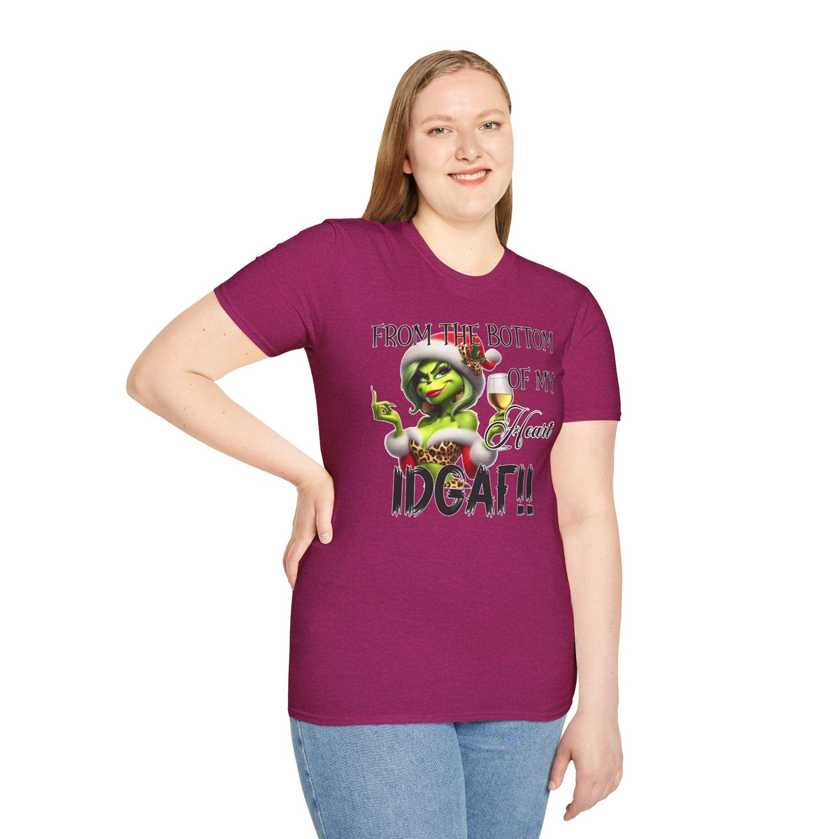 green-christmas-lady-idgaf-graphic-t-shirt-grinch