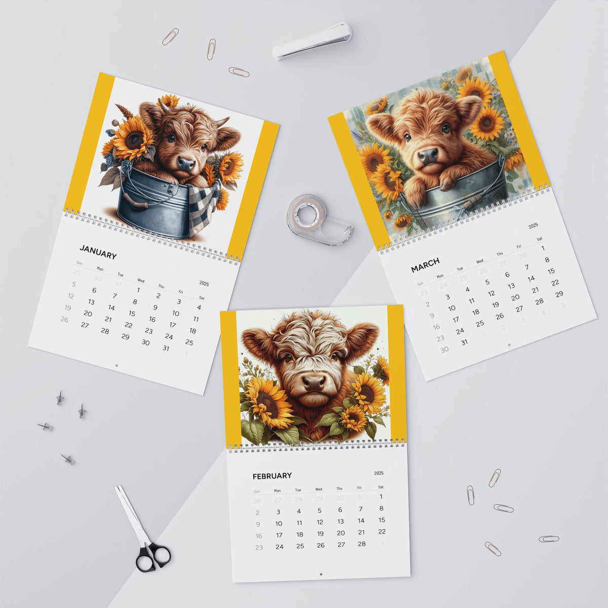 Baby Highland Cows Wall Calendars (2025)