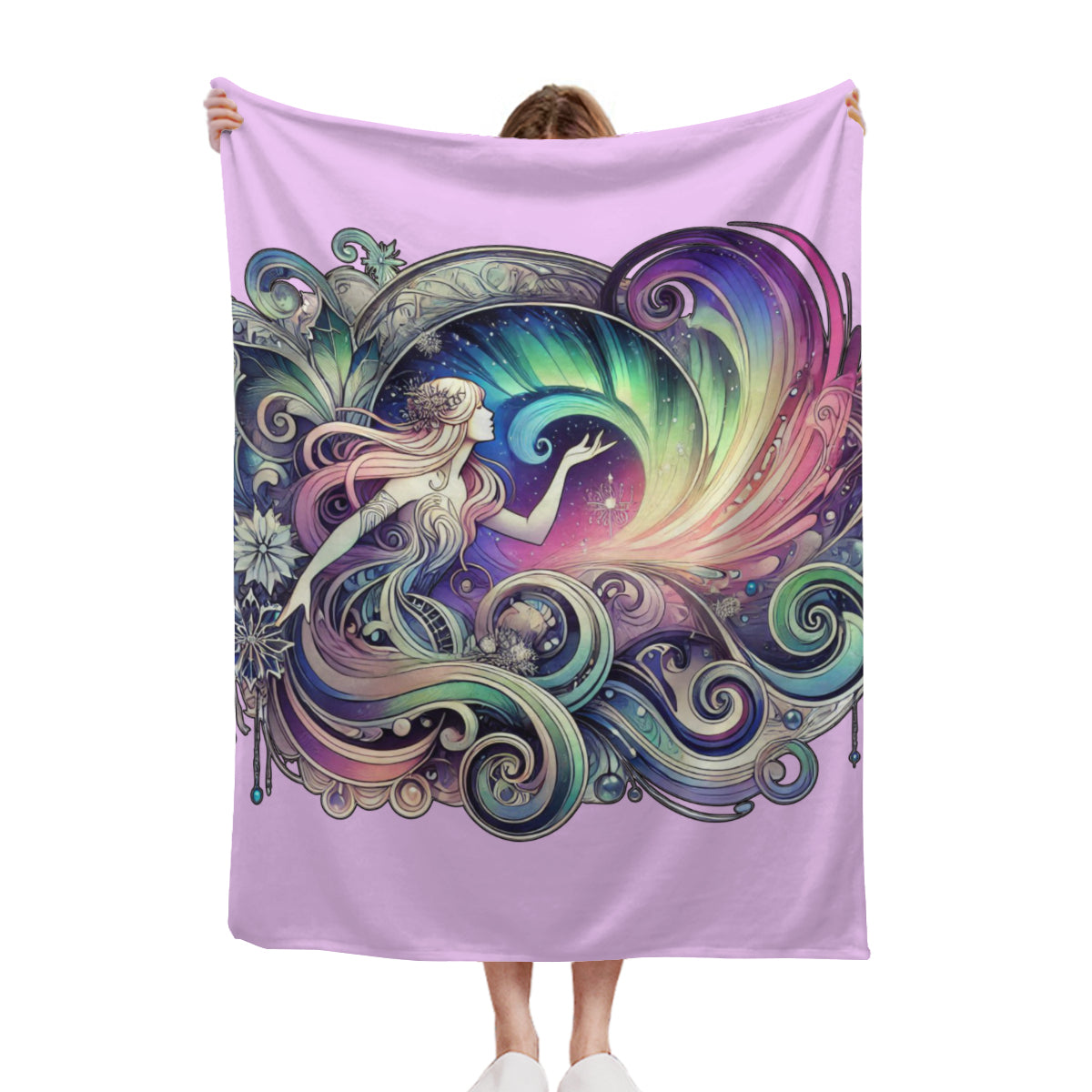 beautiful-folk-art-aurora-borealis-sherpa-blanket-bedding