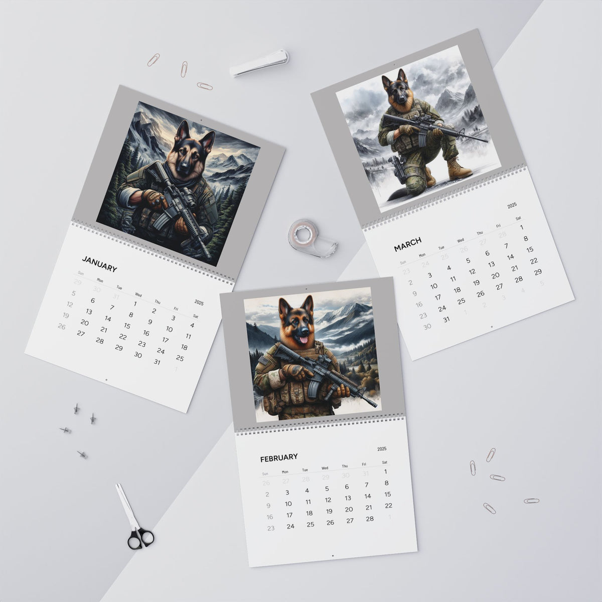 Funny German Shepherd Wall Calendars (2025)