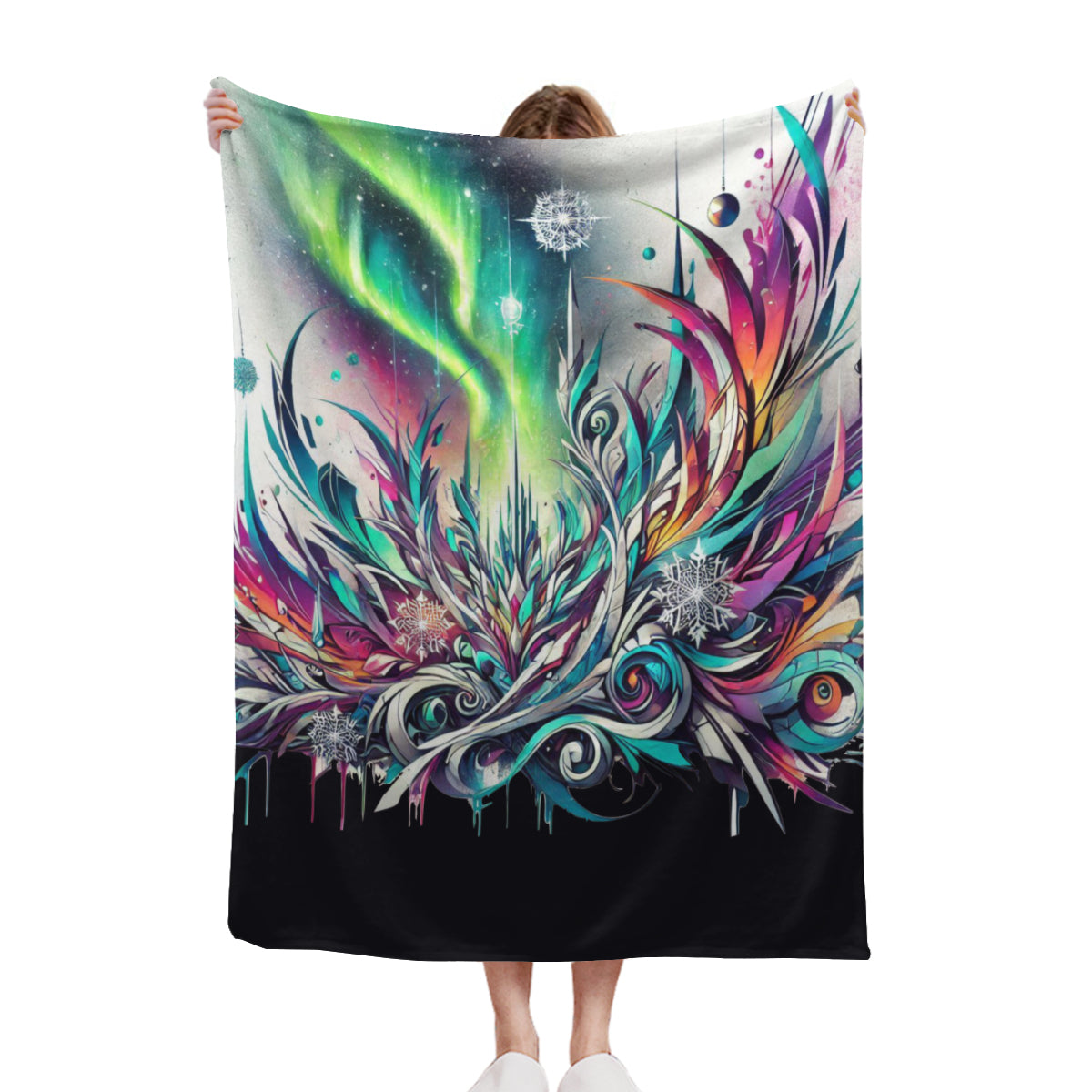 graffiti-art-aurora-borealis-sherpa-blanket-bedding
