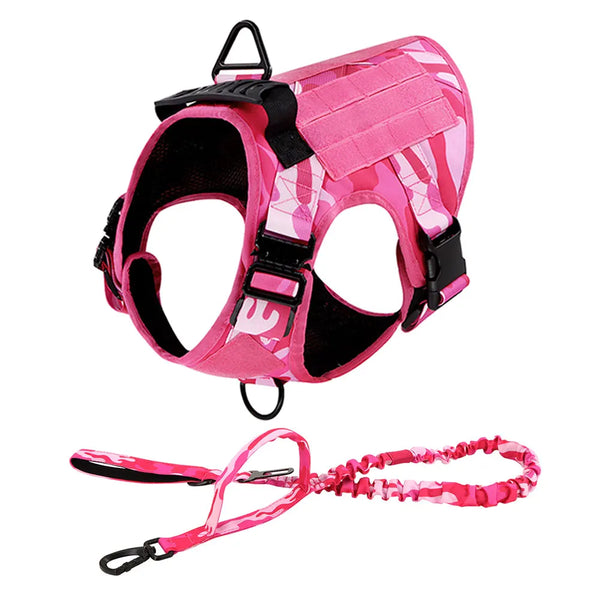 pink-camouflage-tactical-dog-harness-and-leash-set-adjustable