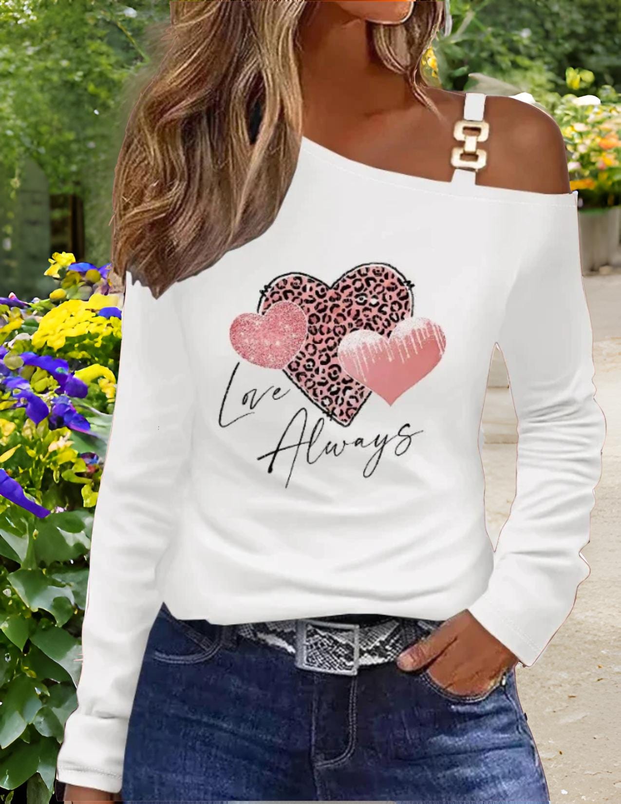 women-t-shirt-tops-elegant-cold-shoulder-graphic-heart-slogan-leopard-peace-love-coffee-print-top-female-fall-long-sleeve-top