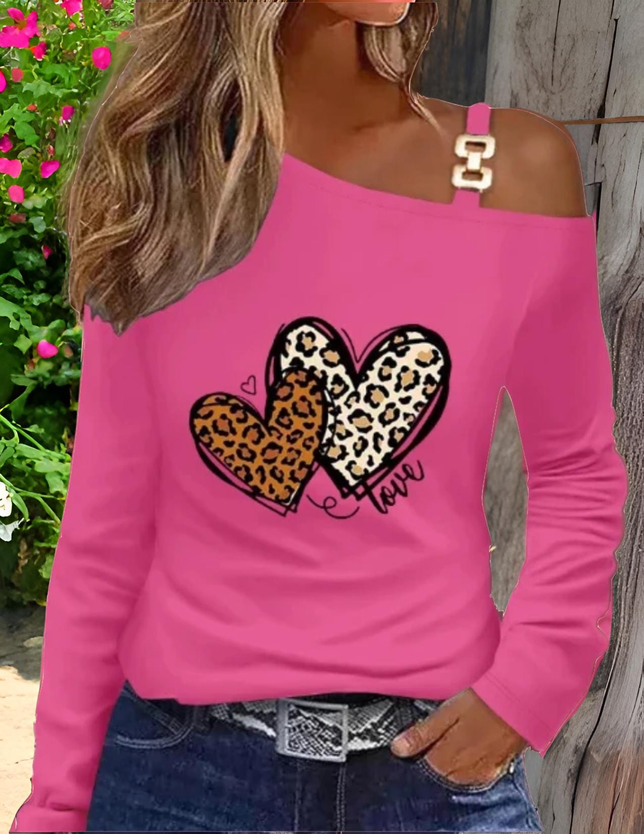 women-t-shirt-tops-elegant-cold-shoulder-graphic-heart-slogan-leopard-peace-love-coffee-print-top-female-fall-long-sleeve-top