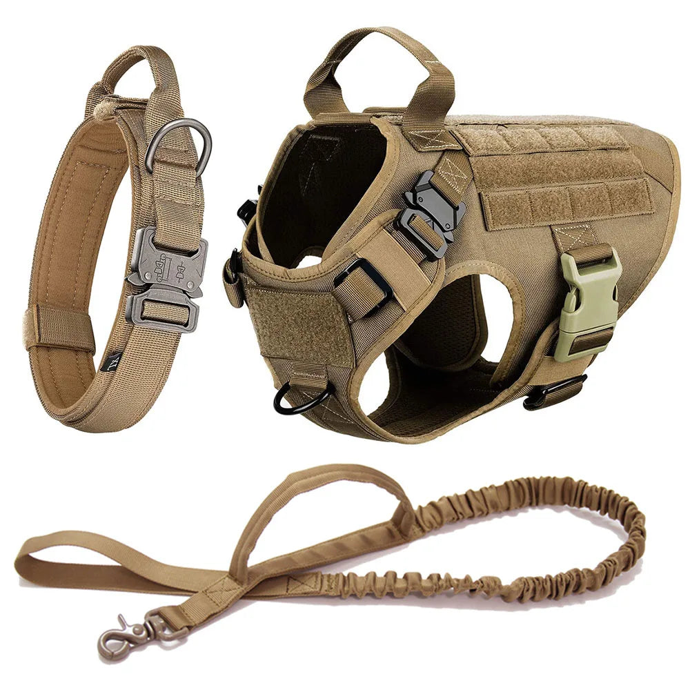 tactical-dog-harness-and-leash-set-collar-molle-bags