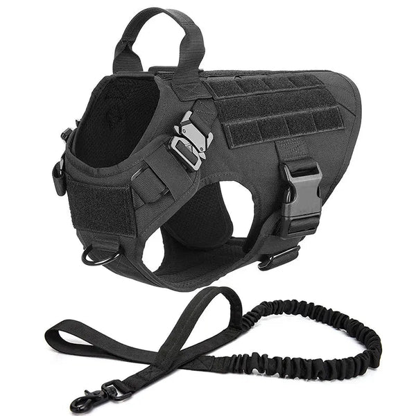 tactical-dog-harness-and-leash-set-collar-molle-bags