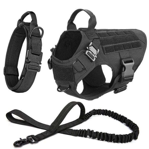 tactical-dog-harness-and-leash-set-collar-molle-bags