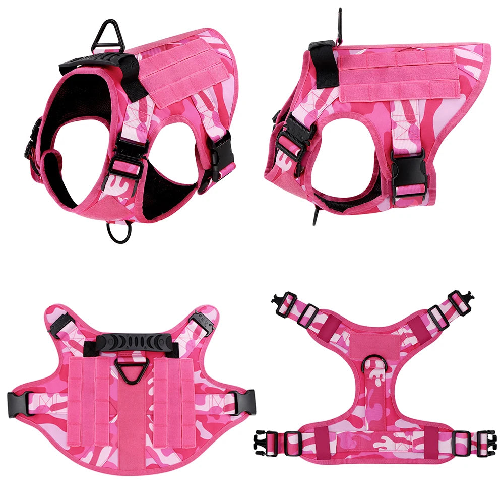 pink-camouflage-tactical-dog-harness-and-leash-set-adjustable