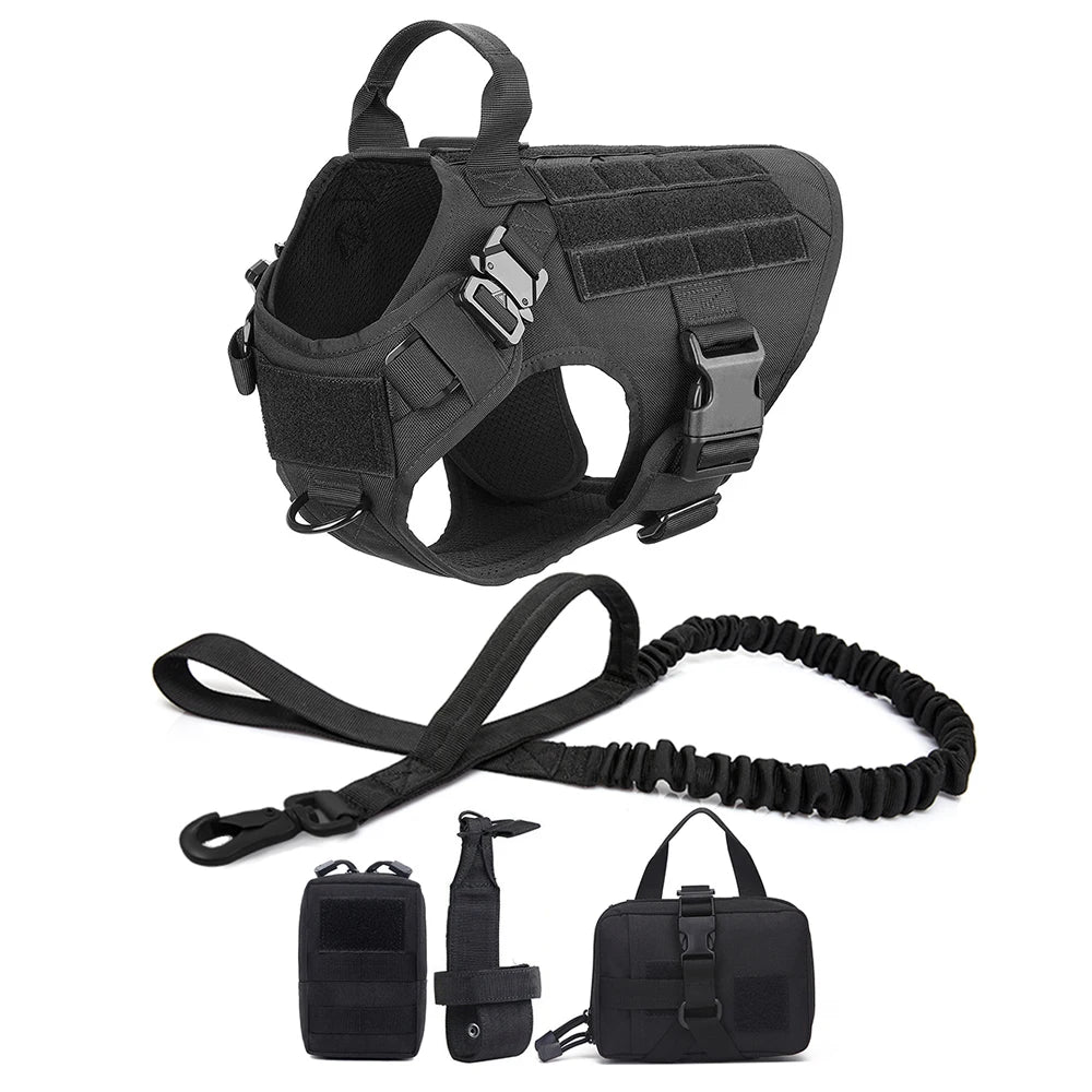 tactical-dog-harness-leash-set-molle-bags