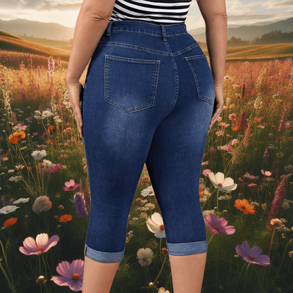 Women's Plus Size Ripped Jean Capris