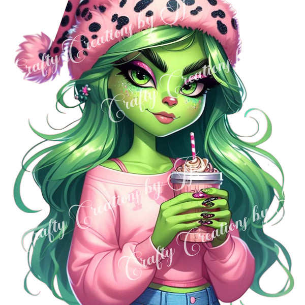 green-christmas-lady-digital-download-sublimation