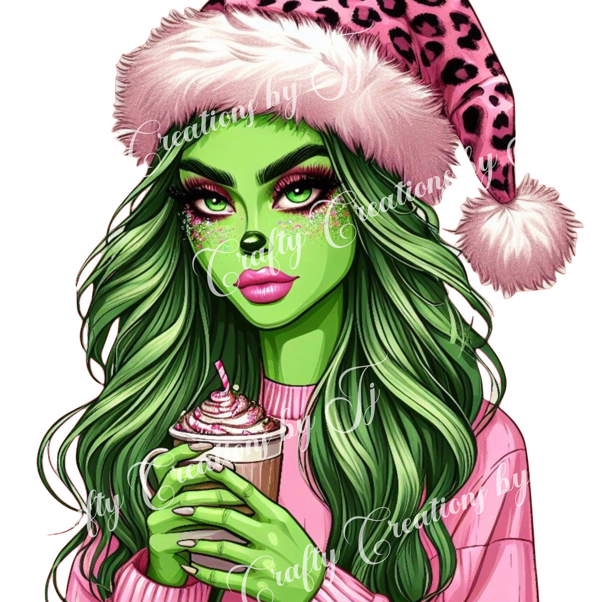 green-christmas-lady-digital-download-sublimation