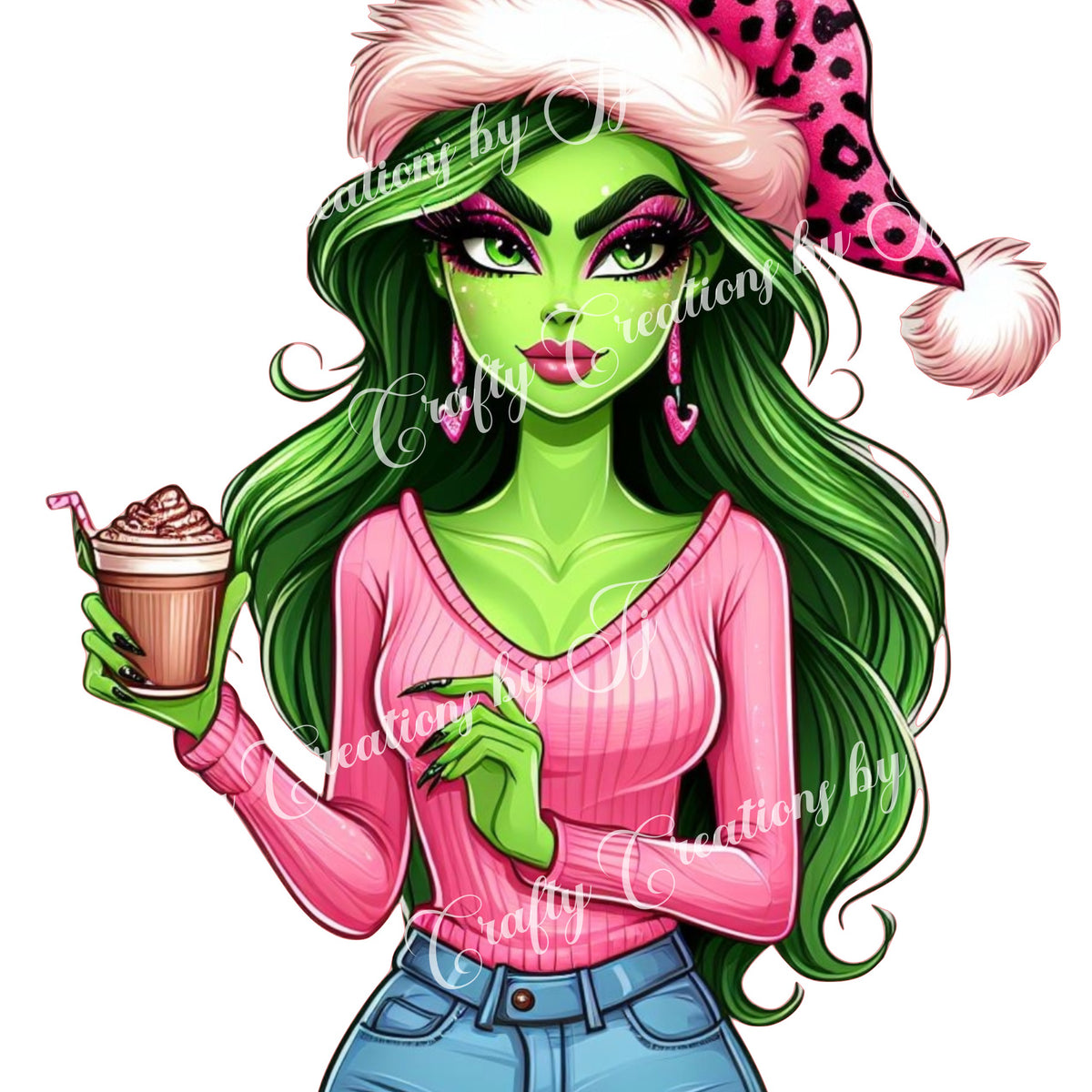 green-christmas-lady-digital-download-sublimation