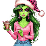 green-christmas-lady-digital-download-sublimation