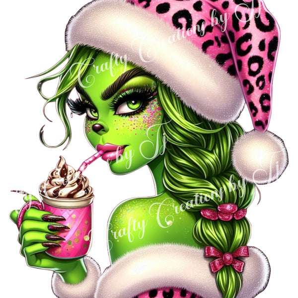 green-christmas-lady-digital-download-sublimation