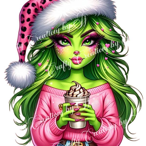 green-christmas-lady-digital-download-sublimation