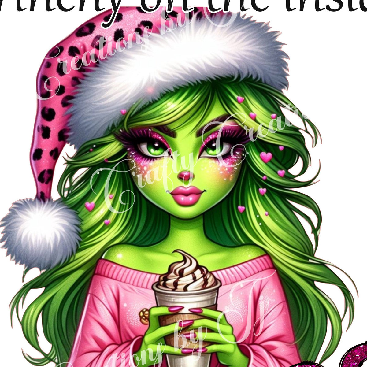 green-christmas-Lady-boujee-graphic-t-shirt-digital-download-grinch-female