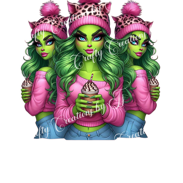 green-christmas-lady-digital-download-sublimation