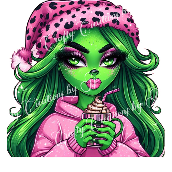 green-christmas-lady-digital-download-sublimation