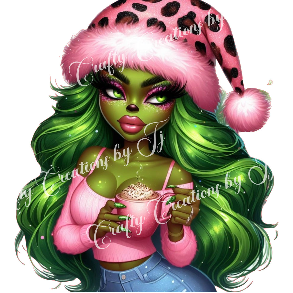 green-christmas-lady-digital-download-sublimation