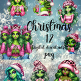 green-christmas-lady-digital-download-sublimation