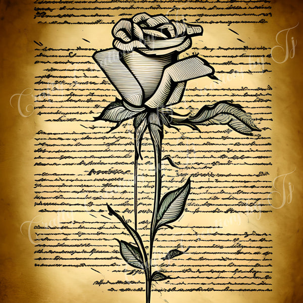 yellow-rose-paper-digital-download-scrapbook