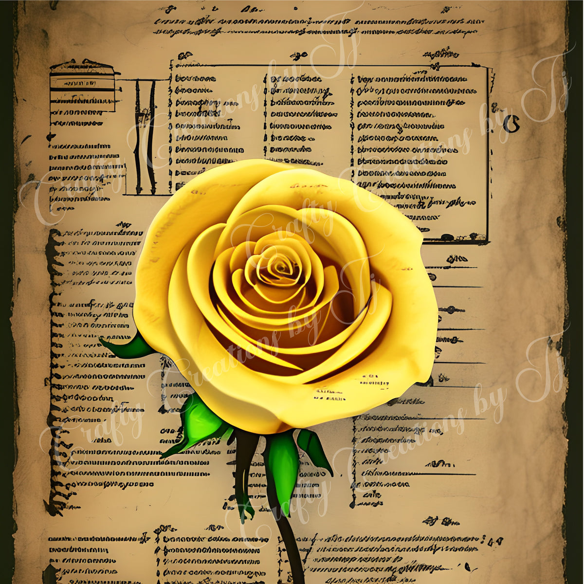 yellow-rose-paper-digital-download-scrapbook