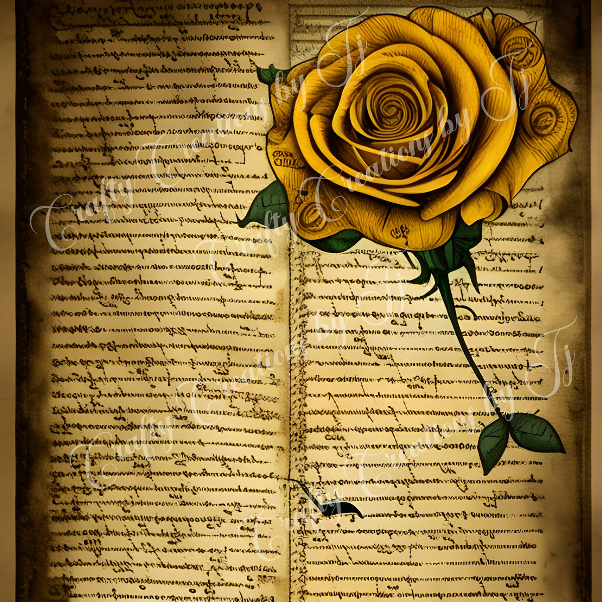 yellow-rose-paper-digital-download-scrapbook