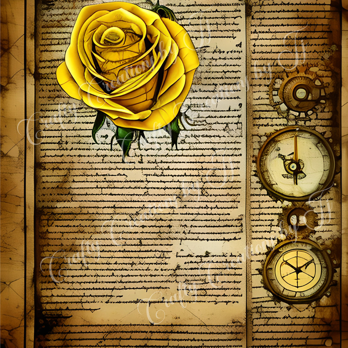 yellow-rose-paper-digital-download-scrapbook