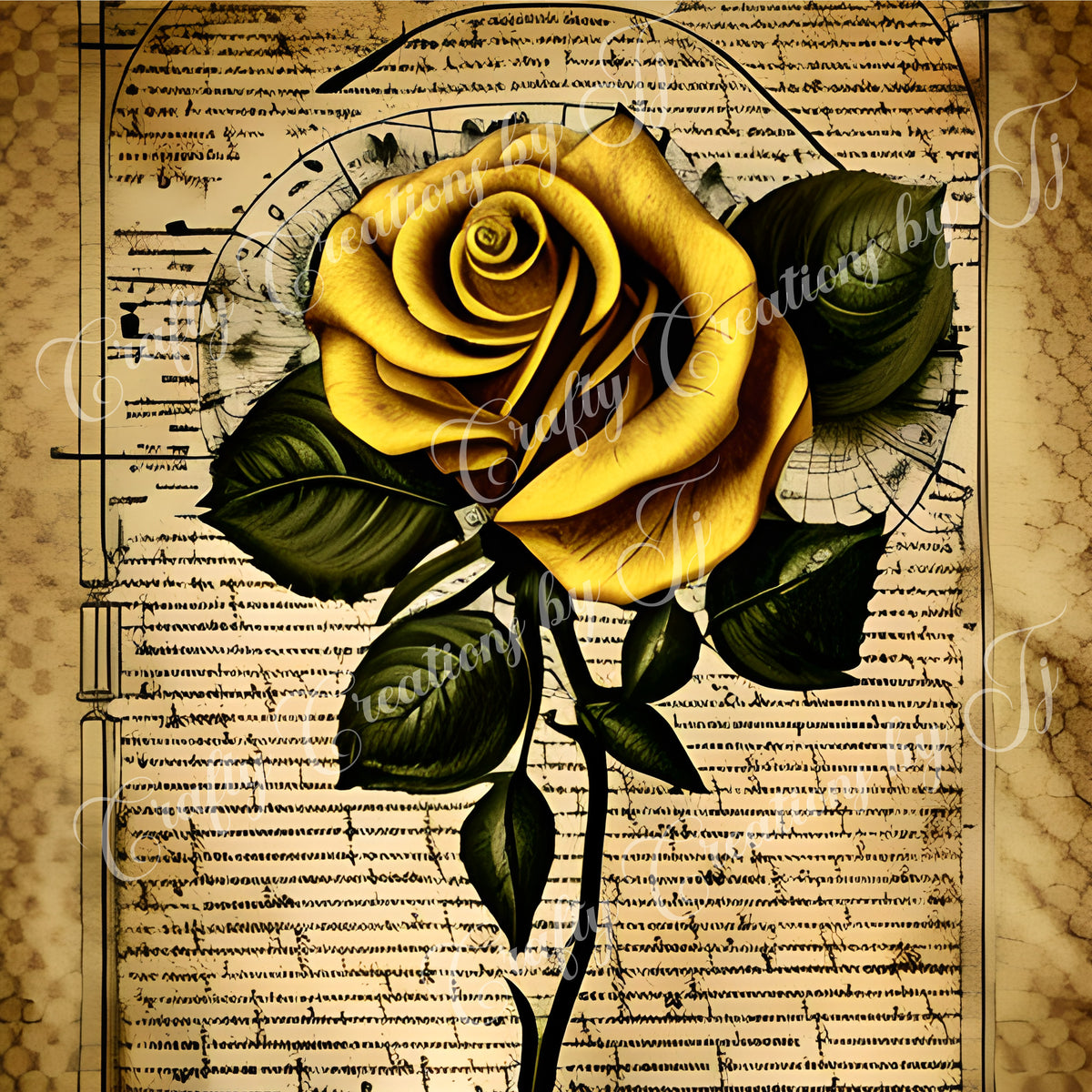 yellow-rose-paper-digital-download-scrapbook