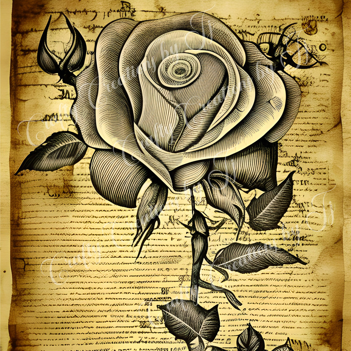 yellow-rose-paper-digital-download-scrapbook