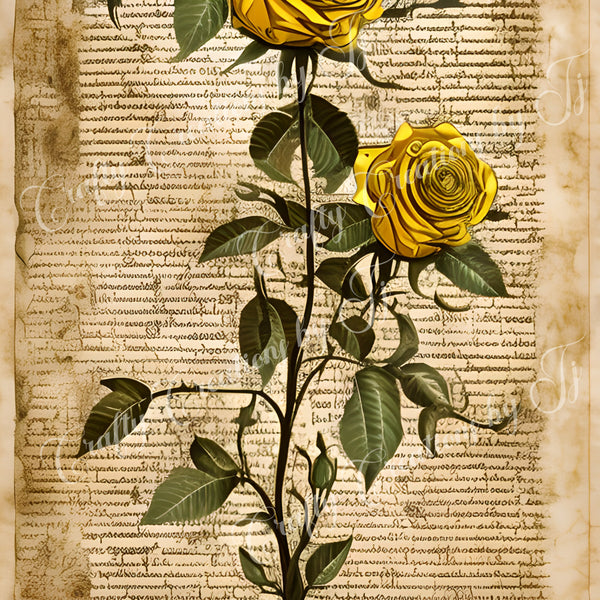 yellow-rose-paper-digital-download-scrapbook