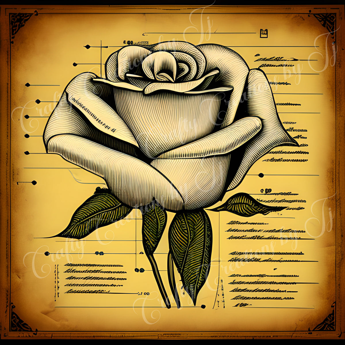 yellow-rose-paper-digital-download-scrapbook