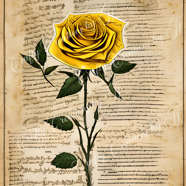 yellow-rose-paper-digital-download-scrapbook