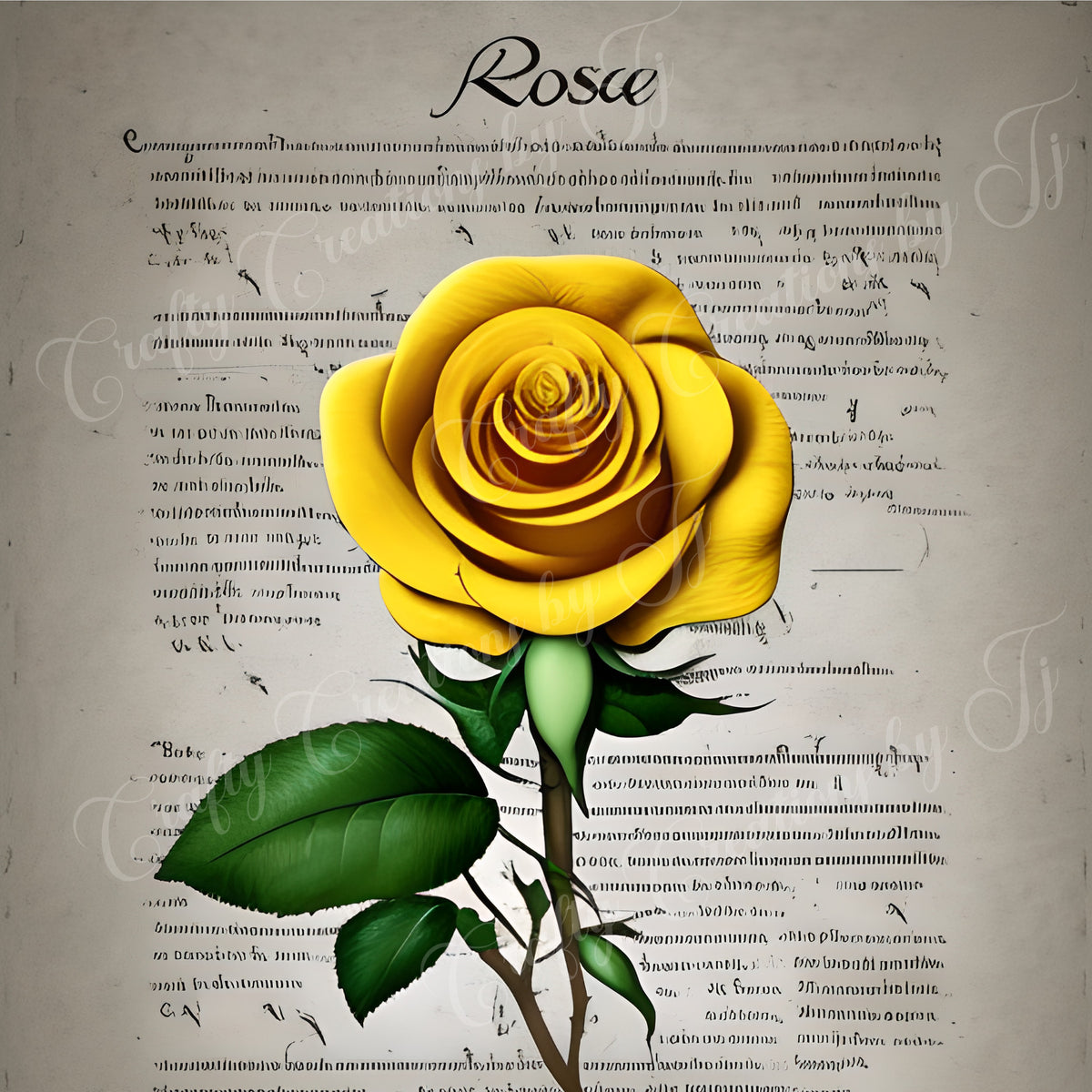 yellow-rose-paper-digital-download-scrapbook