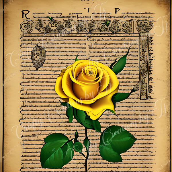 yellow-rose-paper-digital-download-scrapbook